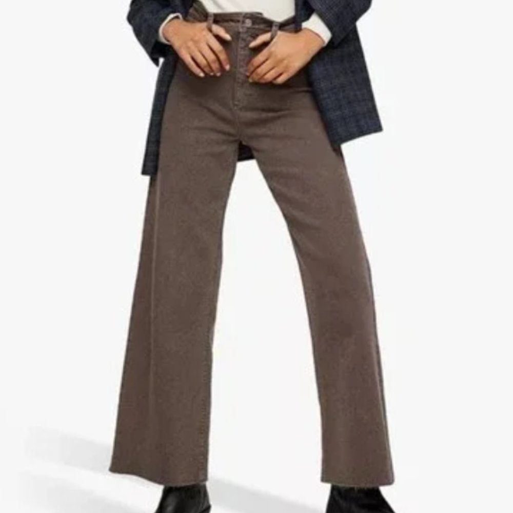 Mango Brown High-Waist Culotte Jeans